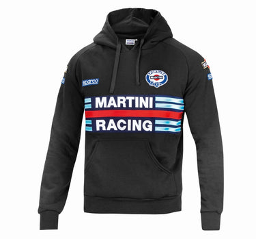 Sparco Martini Hoodie Grey with wide chest Martini Racing stripe and embroidered patches - image